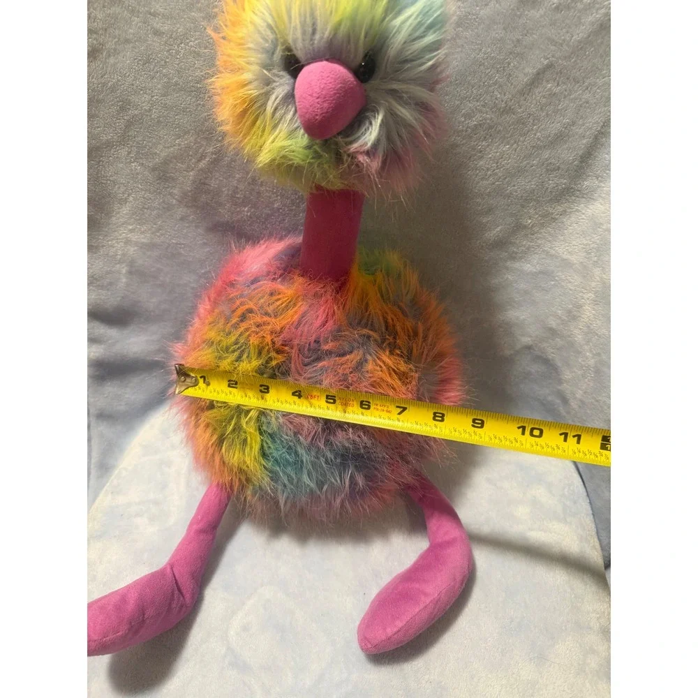 Jellycat London Rainbow Ostrich Plush Stuffed Animal Pink Bird Fluffy 20